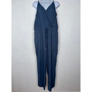 White House Black Market Sleeveless Surplice Tencel Jumpsuit Blue Indigo NWT 14